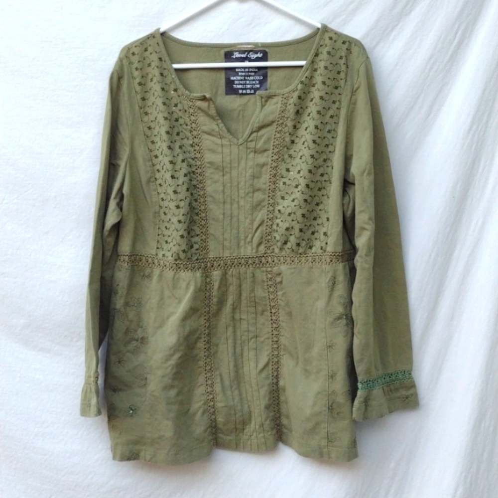 Level Eight Green Boho Top - 1X